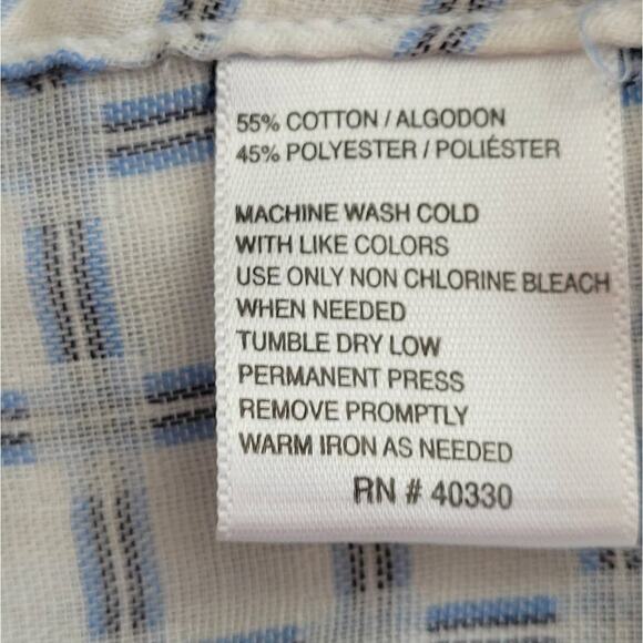 Haggar Button Down Dress Shirt Sz L Blue Gray Checkered Fade Plaid Classic - Picture 8 of 10